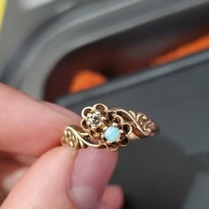 Opal and Diamond Antique 14 ring. Size 8.